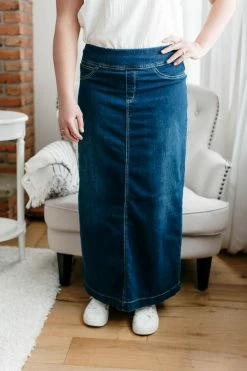 The Main Street Exchange Exclusive Designs 'Sara' Classic Long Denim Skirt Dark Wash 10 The Main Street Exchange Exclusive Designs 'Sara' Classic Long Denim Skirt Dark Wash