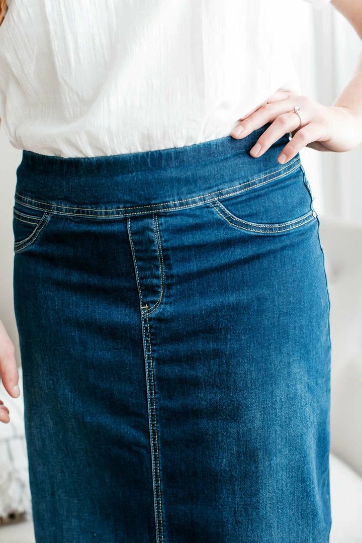 The Main Street Exchange 'Sara' Ankle Length Denim Skirt Dark Wash 2 The Main Street Exchange 'Sara' Ankle Length Denim Skirt Dark Wash