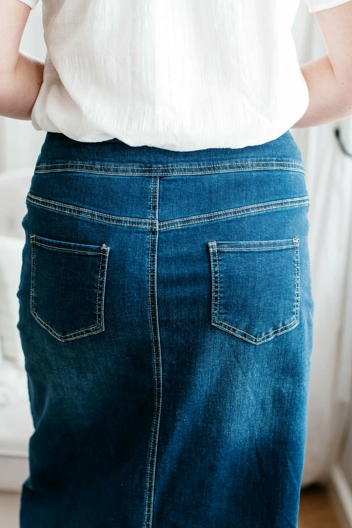 The Main Street Exchange 'Sara' Ankle Length Denim Skirt Dark Wash 3 The Main Street Exchange 'Sara' Ankle Length Denim Skirt Dark Wash