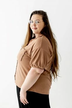 Gilli Extended 'Devon' Ribbed Button Down Top In Mocha FINAL SALE Tops/Cardigans 7 Gilli Extended 'Devon' Ribbed Button Down Top In Mocha FINAL SALE Tops/Cardigans