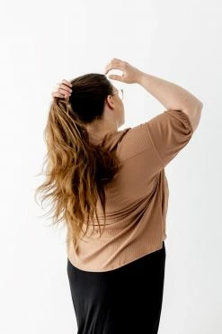 Gilli Extended 'Devon' Ribbed Button Down Top In Mocha FINAL SALE Tops/Cardigans 9 Gilli Extended 'Devon' Ribbed Button Down Top In Mocha FINAL SALE Tops/Cardigans