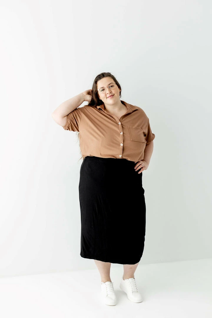 Gilli Extended 'Devon' Ribbed Button Down Top In Mocha FINAL SALE Tops/Cardigans 4 Gilli Extended 'Devon' Ribbed Button Down Top In Mocha FINAL SALE Tops/Cardigans