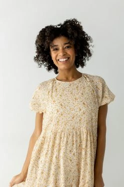 Hayden Los Angeles 'Elspeth' Tiered Ditsy Floral Midi Dress In Yellow FINAL SALE Dresses