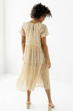 Hayden Los Angeles 'Elspeth' Tiered Ditsy Floral Midi Dress In Yellow FINAL SALE Dresses