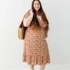 Gilli Dresses Extended 'Corinne' Faux Wrap Midi Dress In Copper Floral