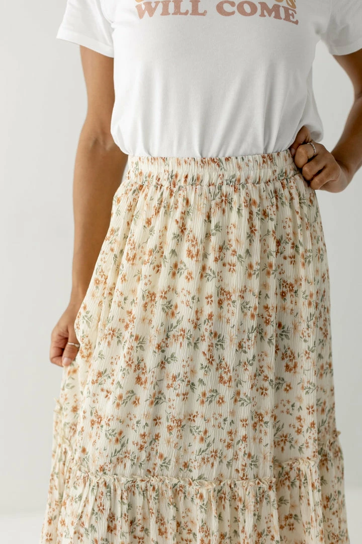 Hayden 'Elisa' Tiered Skirt In Terracotta Floral 3 Hayden 'Elisa' Tiered Skirt In Terracotta Floral