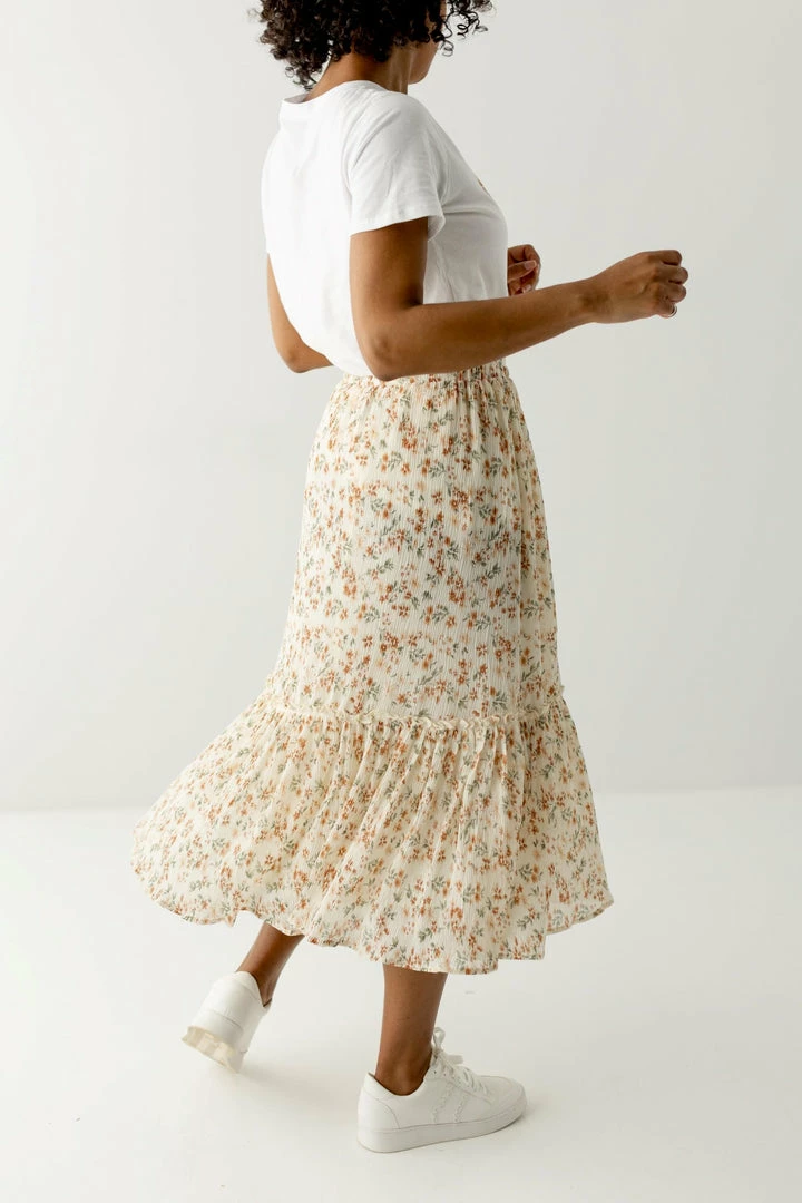 Hayden 'Elisa' Tiered Skirt In Terracotta Floral 5 Hayden 'Elisa' Tiered Skirt In Terracotta Floral