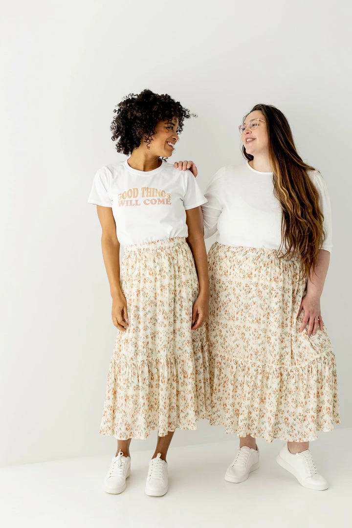 Hayden 'Elisa' Tiered Skirt In Terracotta Floral 7 Hayden 'Elisa' Tiered Skirt In Terracotta Floral