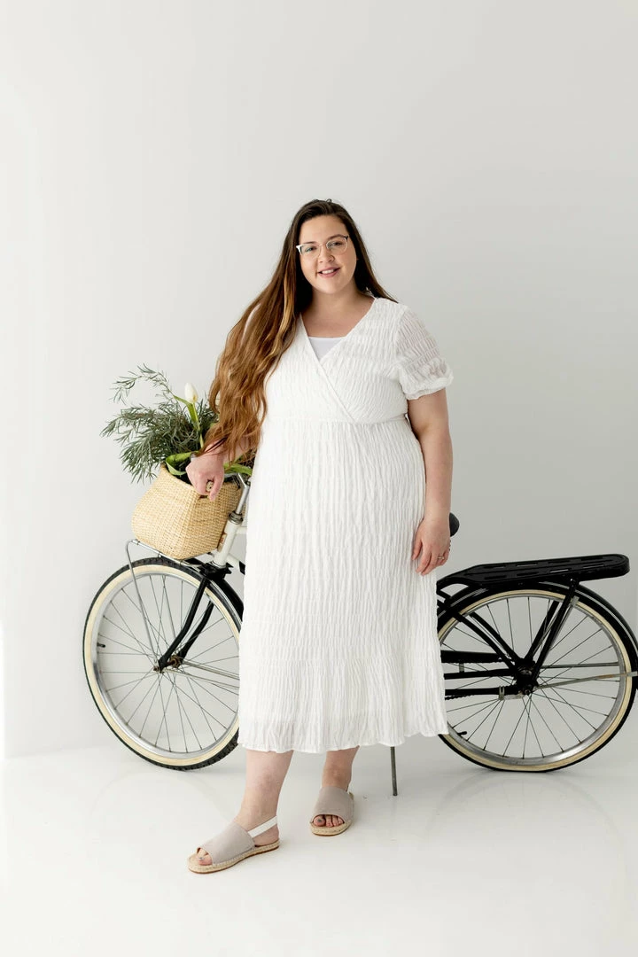 Polagram PLUS 'Katrina' Seersucker Dress In Ivory 1 Polagram PLUS 'Katrina' Seersucker Dress In Ivory