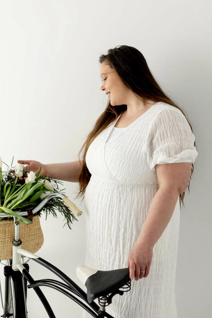 Polagram PLUS 'Katrina' Seersucker Dress In Ivory 4 Polagram PLUS 'Katrina' Seersucker Dress In Ivory