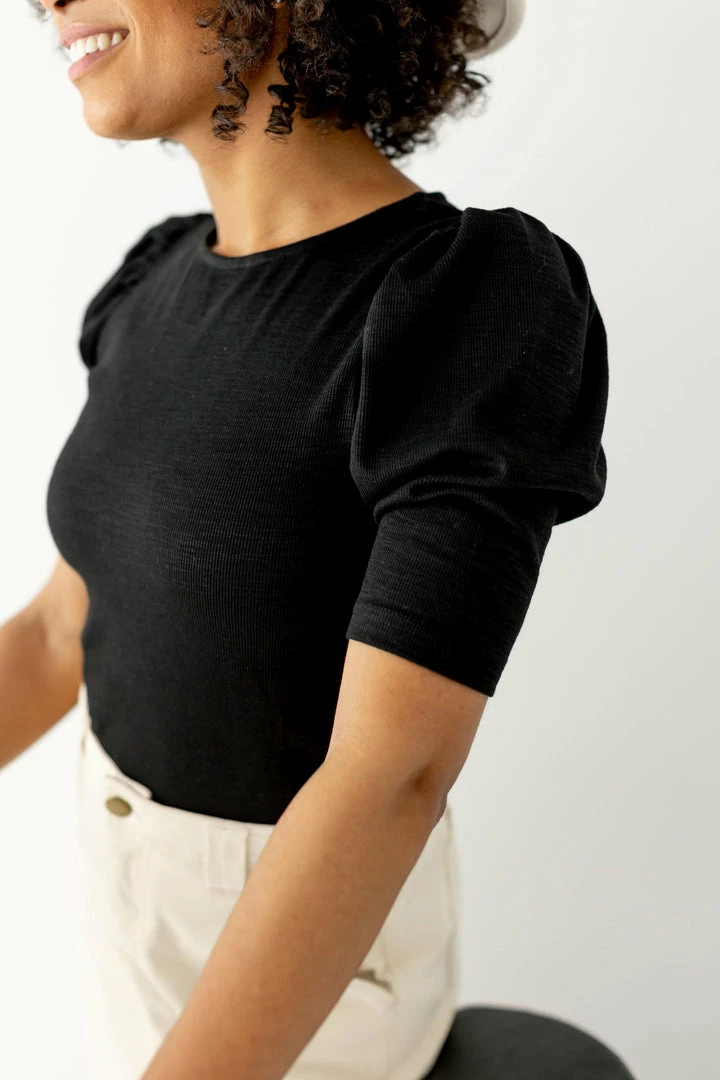 Polagram 'Beckett' Basic Puff Sleeve Tee In Black Tops/Cardigans 4 Polagram 'Beckett' Basic Puff Sleeve Tee In Black Tops/Cardigans