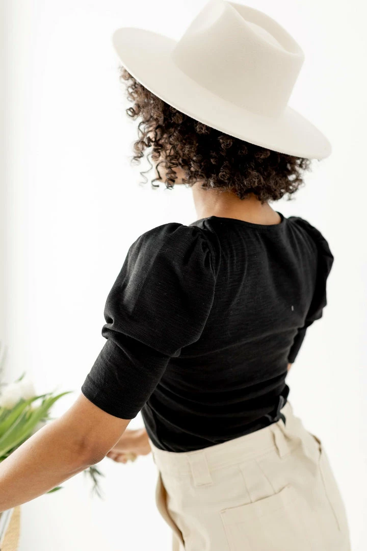 Polagram 'Beckett' Basic Puff Sleeve Tee In Black Tops/Cardigans 5 Polagram 'Beckett' Basic Puff Sleeve Tee In Black Tops/Cardigans