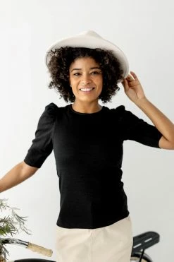 Polagram 'Beckett' Basic Puff Sleeve Tee In Black Tops/Cardigans 11 Polagram 'Beckett' Basic Puff Sleeve Tee In Black Tops/Cardigans