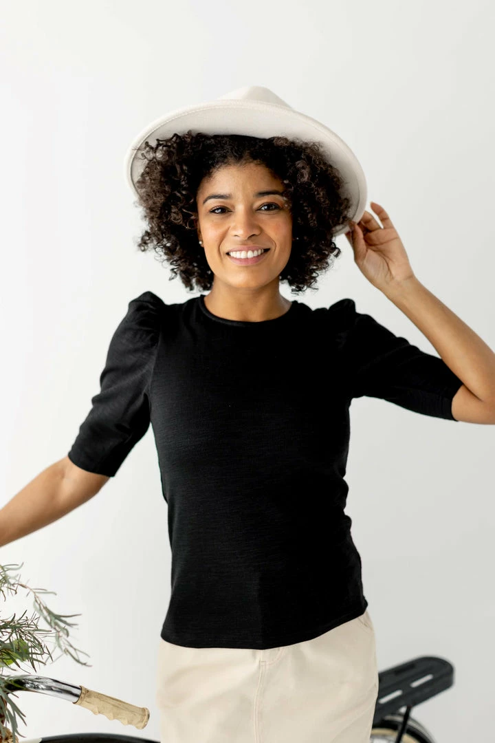 Polagram 'Beckett' Basic Puff Sleeve Tee In Black Tops/Cardigans 6 Polagram 'Beckett' Basic Puff Sleeve Tee In Black Tops/Cardigans