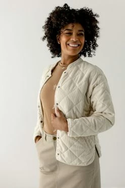 Wishlist 'Dustin' Corduroy Quilted Jacket In Cream Tops/Cardigans
