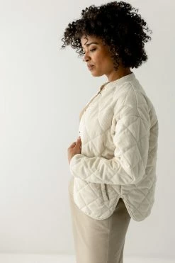 Wishlist 'Dustin' Corduroy Quilted Jacket In Cream Tops/Cardigans