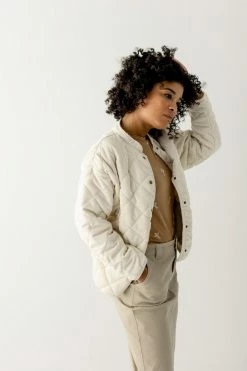 Wishlist 'Dustin' Corduroy Quilted Jacket In Cream Tops/Cardigans