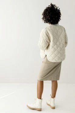Wishlist 'Dustin' Corduroy Quilted Jacket In Cream Tops/Cardigans