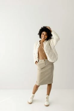 Wishlist 'Dustin' Corduroy Quilted Jacket In Cream Tops/Cardigans