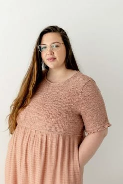 Polagram PLUS 'Sutton' Smocked Bodice Dress In Dusty Rose FINAL SALE 9 Polagram PLUS 'Sutton' Smocked Bodice Dress In Dusty Rose FINAL SALE