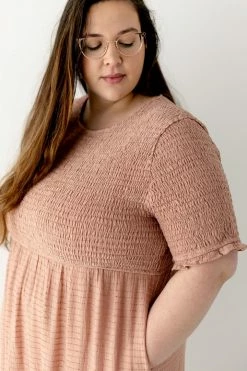 Polagram PLUS 'Sutton' Smocked Bodice Dress In Dusty Rose FINAL SALE 10 Polagram PLUS 'Sutton' Smocked Bodice Dress In Dusty Rose FINAL SALE