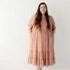 Polagram PLUS 'Sutton' Smocked Bodice Dress In Dusty Rose FINAL SALE