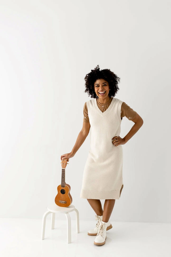 Polagram 'Quince' Sleeveless Sweater Dress In Cream Dresses 3 Polagram 'Quince' Sleeveless Sweater Dress In Cream Dresses