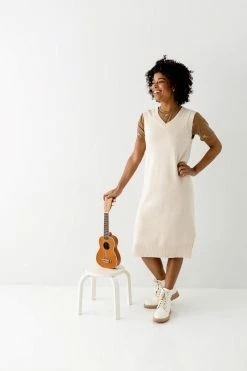 Polagram 'Quince' Sleeveless Sweater Dress In Cream Dresses 10 Polagram 'Quince' Sleeveless Sweater Dress In Cream Dresses