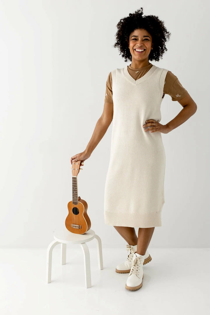 Polagram 'Quince' Sleeveless Sweater Dress In Cream Dresses 1 Polagram 'Quince' Sleeveless Sweater Dress In Cream Dresses