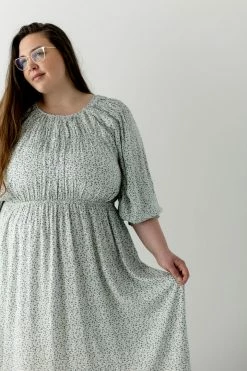 Polagram Extended 'Rosemary' Ditsy Floral Midi Dress In Sage