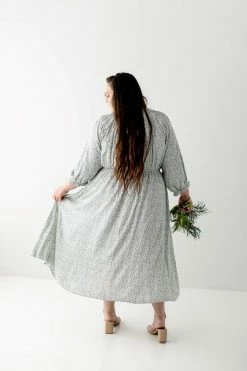 Polagram Extended 'Rosemary' Ditsy Floral Midi Dress In Sage