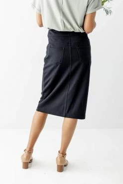 The Main Street Exchange 'Sara' Knit Denim Skirt In Black Skirts