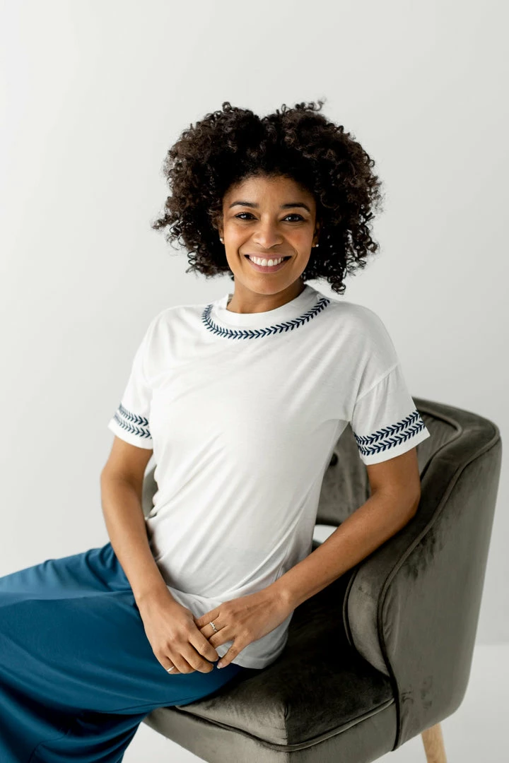 Polagram Tops/Cardigans 'Rio' Embroidered Tee In Ivory FINAL SALE 2 Polagram Tops/Cardigans 'Rio' Embroidered Tee In Ivory FINAL SALE