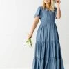 Mikarose 'Valorie' Tiered Maxi Dress In Steel Blue
