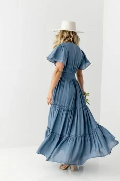Mikarose 'Valorie' Tiered Maxi Dress In Steel Blue