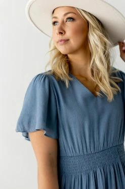 Mikarose 'Valorie' Tiered Maxi Dress In Steel Blue