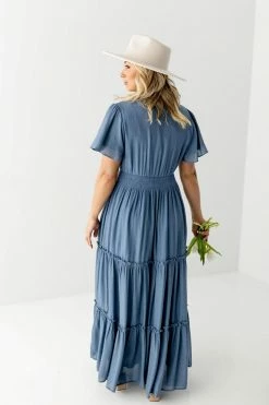 Mikarose 'Valorie' Tiered Maxi Dress In Steel Blue