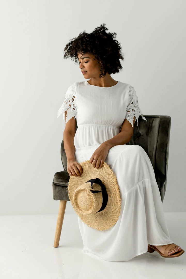 Polagram 'Hope' Lace Sleeve Maxi Dress In Ivory 4 Polagram 'Hope' Lace Sleeve Maxi Dress In Ivory