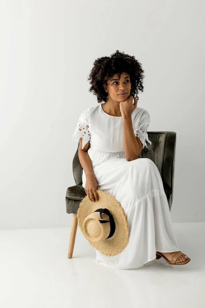 Polagram 'Hope' Lace Sleeve Maxi Dress In Ivory 5 Polagram 'Hope' Lace Sleeve Maxi Dress In Ivory