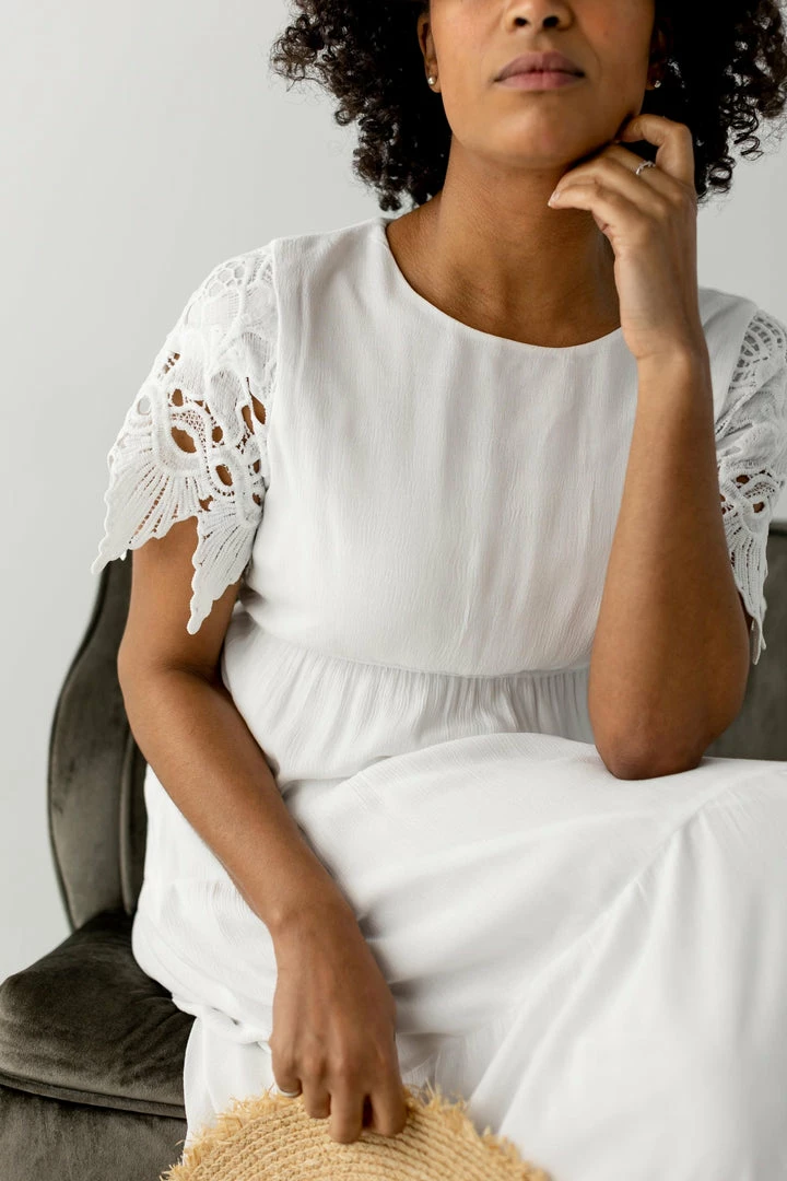 Polagram 'Hope' Lace Sleeve Maxi Dress In Ivory 6 Polagram 'Hope' Lace Sleeve Maxi Dress In Ivory