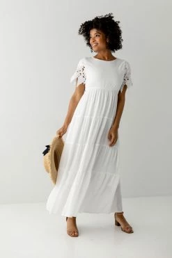 Polagram 'Hope' Lace Sleeve Maxi Dress In Ivory