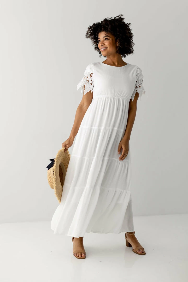 Polagram 'Hope' Lace Sleeve Maxi Dress In Ivory 2 Polagram 'Hope' Lace Sleeve Maxi Dress In Ivory