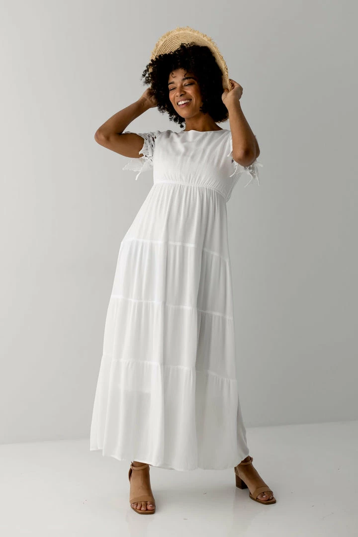 Polagram 'Hope' Lace Sleeve Maxi Dress In Ivory 3 Polagram 'Hope' Lace Sleeve Maxi Dress In Ivory