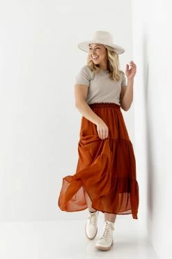 Hayden 'Lottie' Tiered Chiffon Skirt In Rust