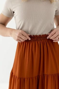 Hayden 'Lottie' Tiered Chiffon Skirt In Rust