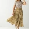 Hayden Los Angeles 'Gianna' Botanical Print Midi Skirt In Mustard FINAL SALE