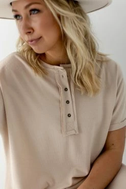 Polagram Dresses 'Marlow' Button Front T-Shirt Dress In Cream