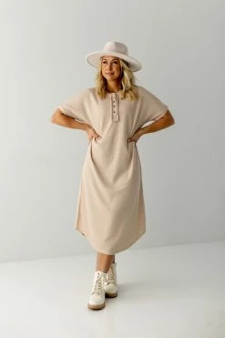 Polagram Dresses 'Marlow' Button Front T-Shirt Dress In Cream