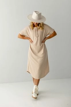Polagram Dresses 'Marlow' Button Front T-Shirt Dress In Cream