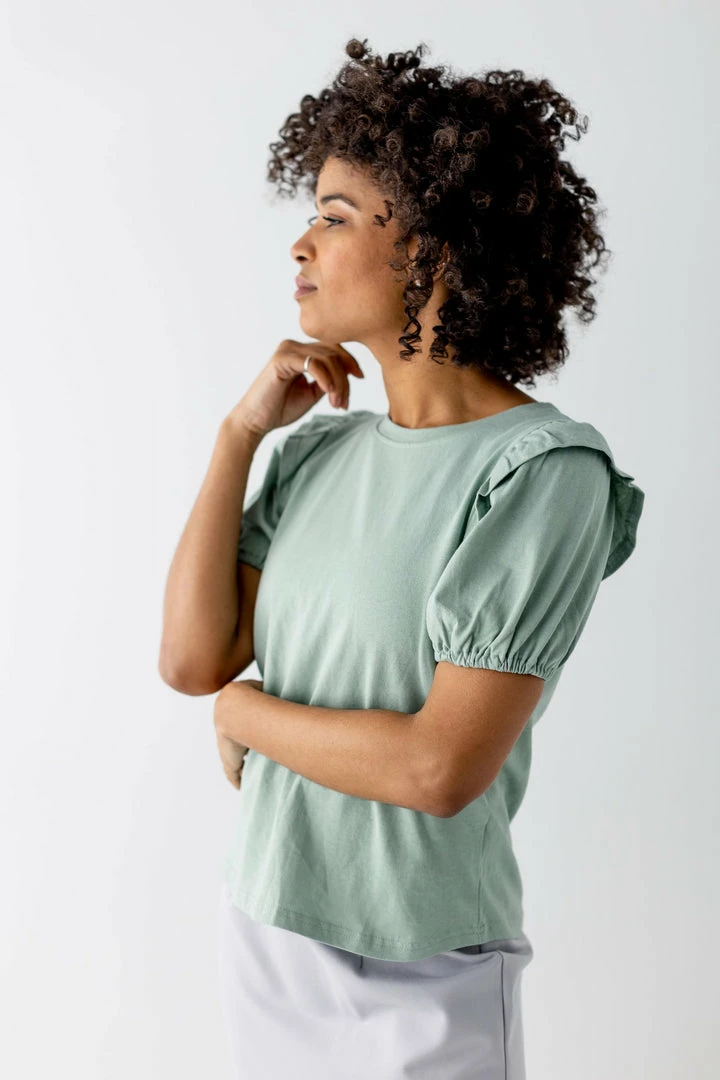 Polagram 'Amanda' Round Neck Bubble Sleeve Top FINAL SALE 4 Polagram 'Amanda' Round Neck Bubble Sleeve Top FINAL SALE